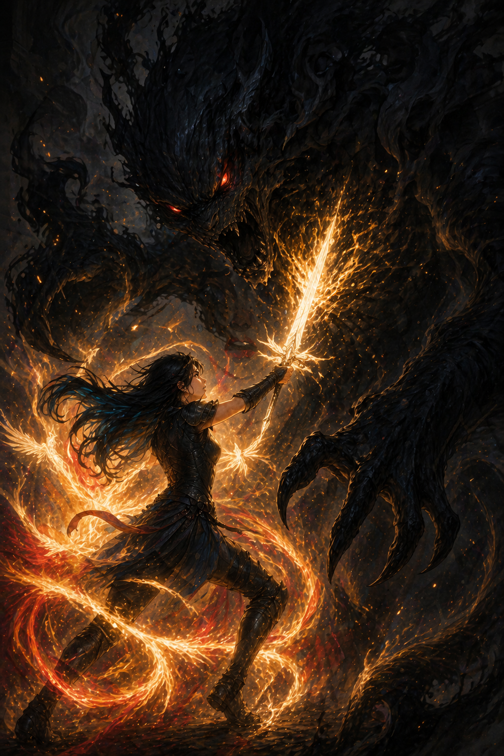 Darcy fights the Shadow Beast
