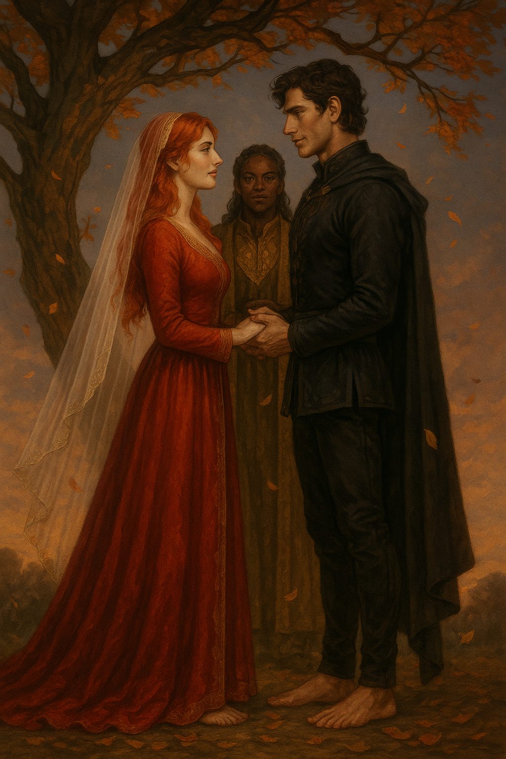Illustration of Poppy and Casteel at their wedding in A Kingdom of Flesh and Fire