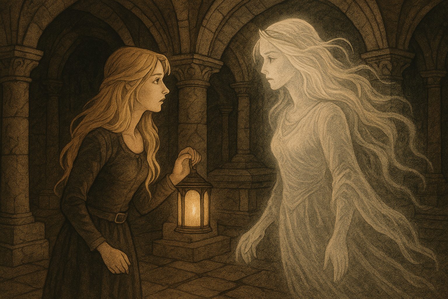 Illustration of Celaena Sardothien meeting Queen Elena in Crown of Midnight