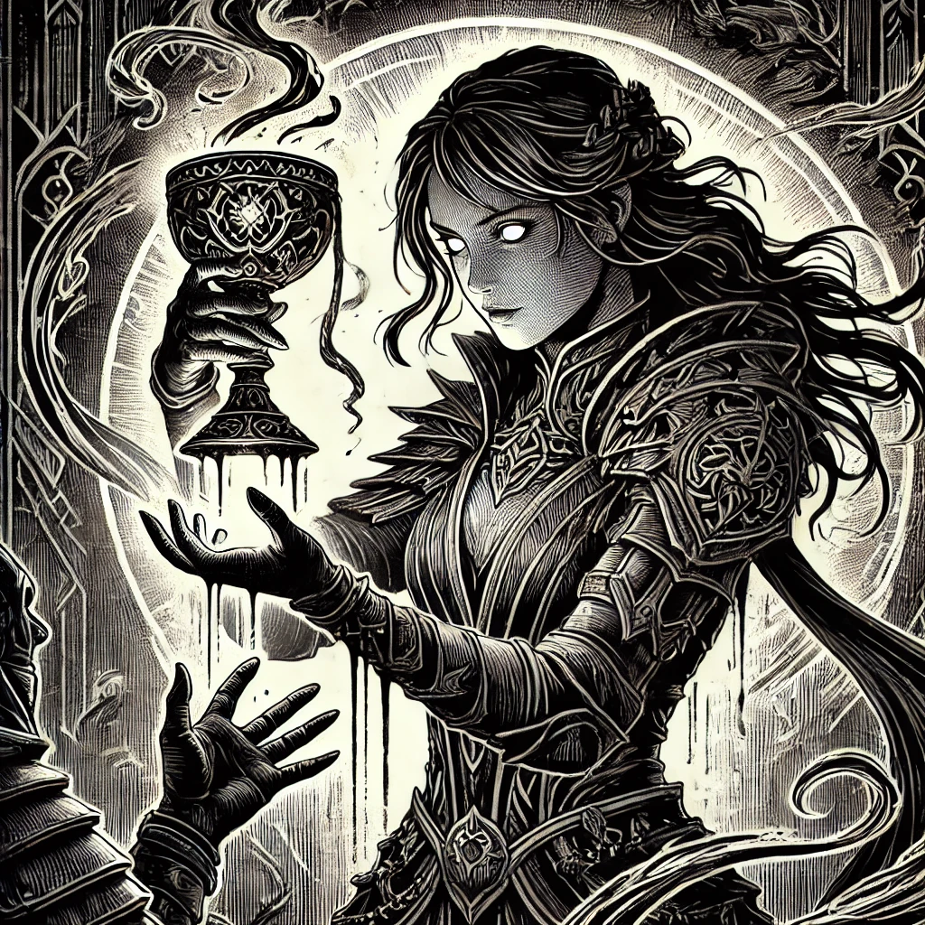 Dark fantasy illustration of Oraya from The Ashes and the Star-Cursed King