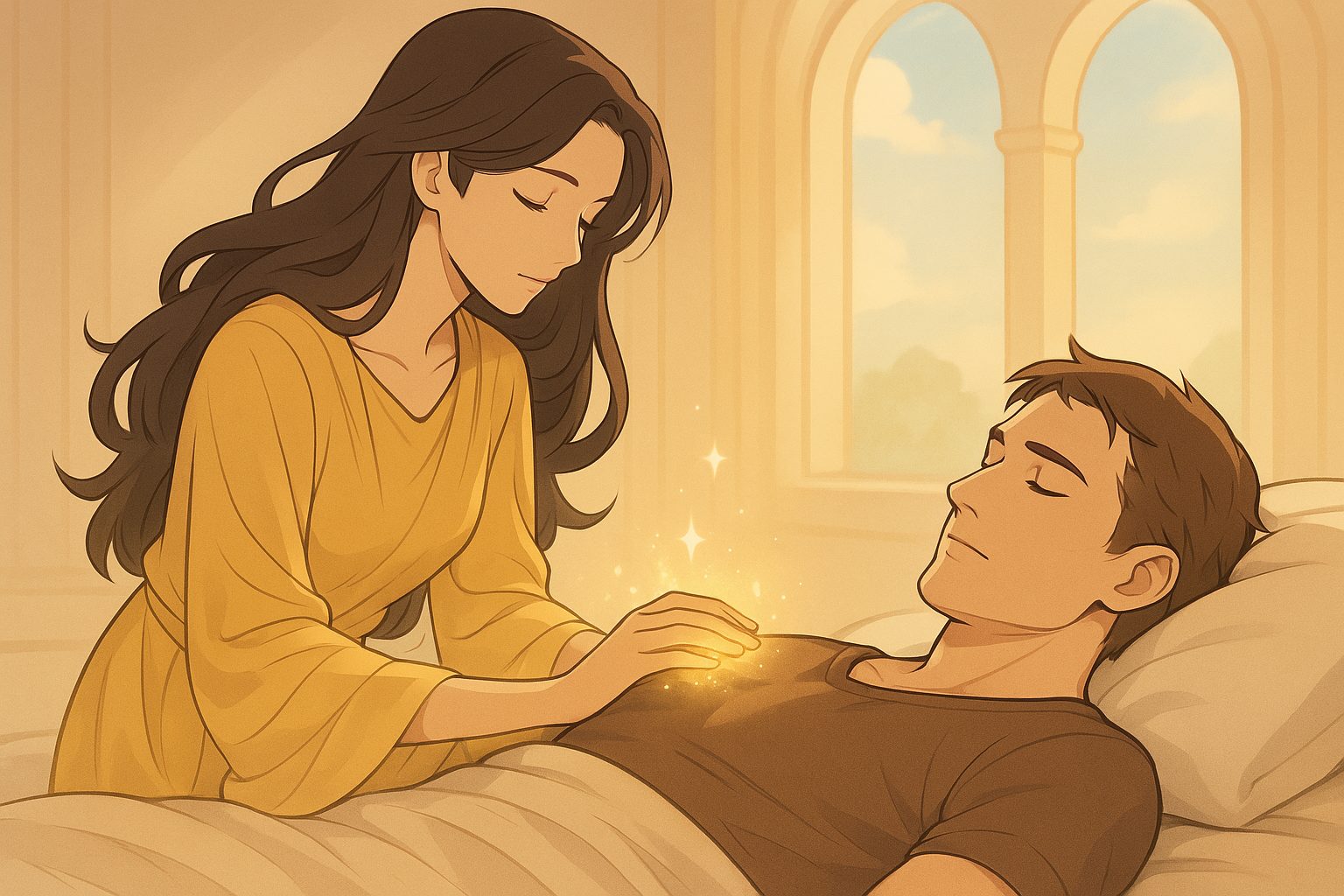 Illustration of Yrene Towers and Chaol Westfall from Tower of Dawn